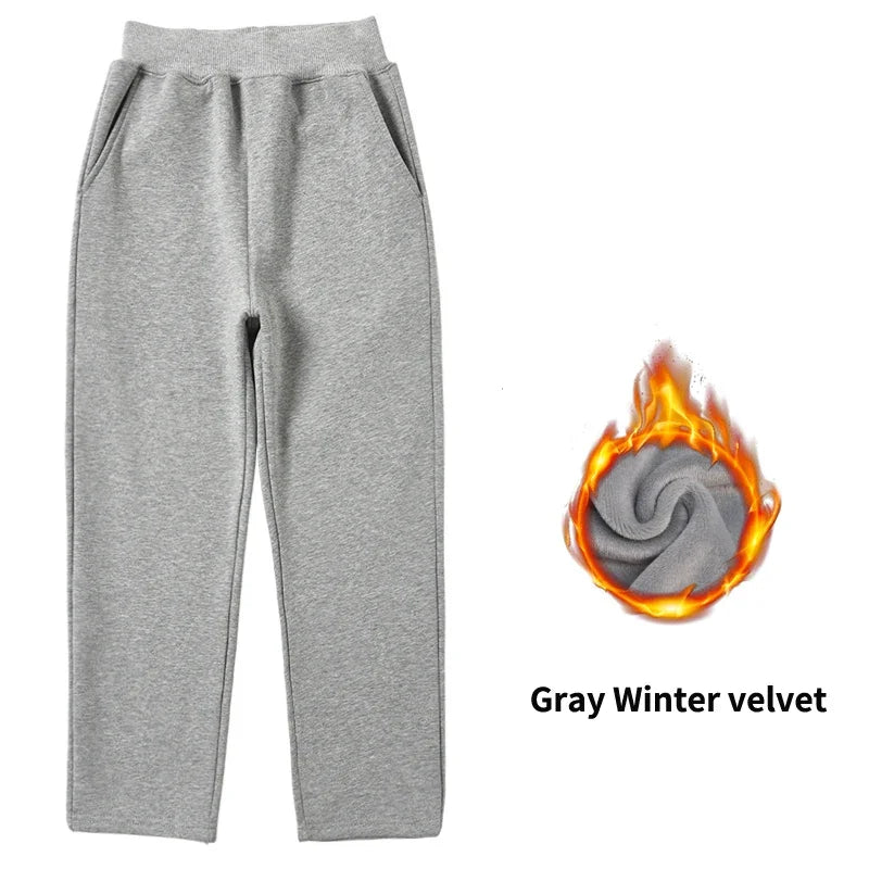 Autumn Winter Kids Teenage Boys Casual Sport Pants Fleece Trousers Jogger Pant for Children Loose Sweatpant Warm Boys Clothes