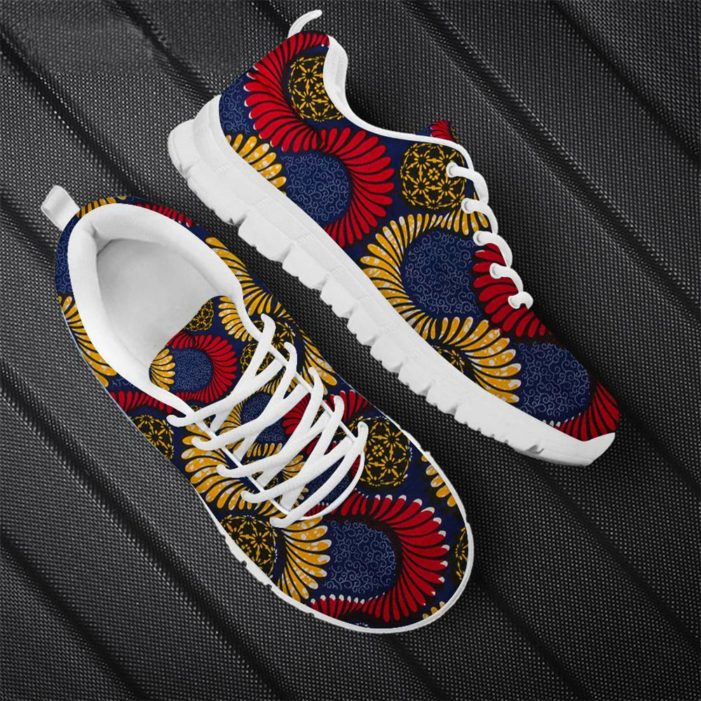 Fashion African Tribal Pattern Lady Flat Jogging Running Shoes Lightweight Walk Footwear Women Casual Shoes Mesh Ladies Sneakers