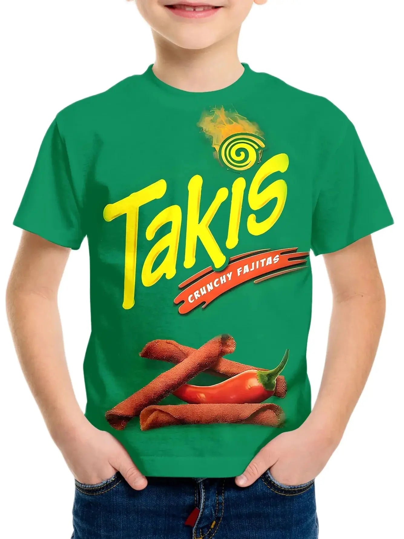 Creative Funny Chips 3d Printed Takis Customized Children Fashion T-Shirt Round Neck Short sleeve Boys Girls Kids Casual Tops