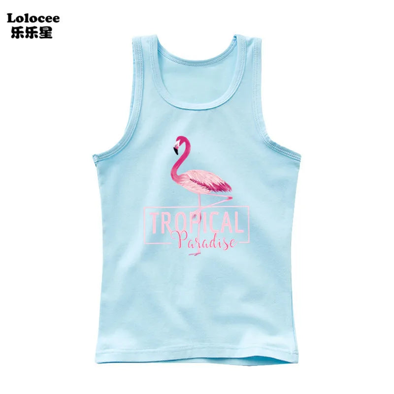 Girls Sleeveless Vest 2025 Summer New Sports Undershirt Cute Owl Print Cotton Tank Top for Kids 3-14 Years