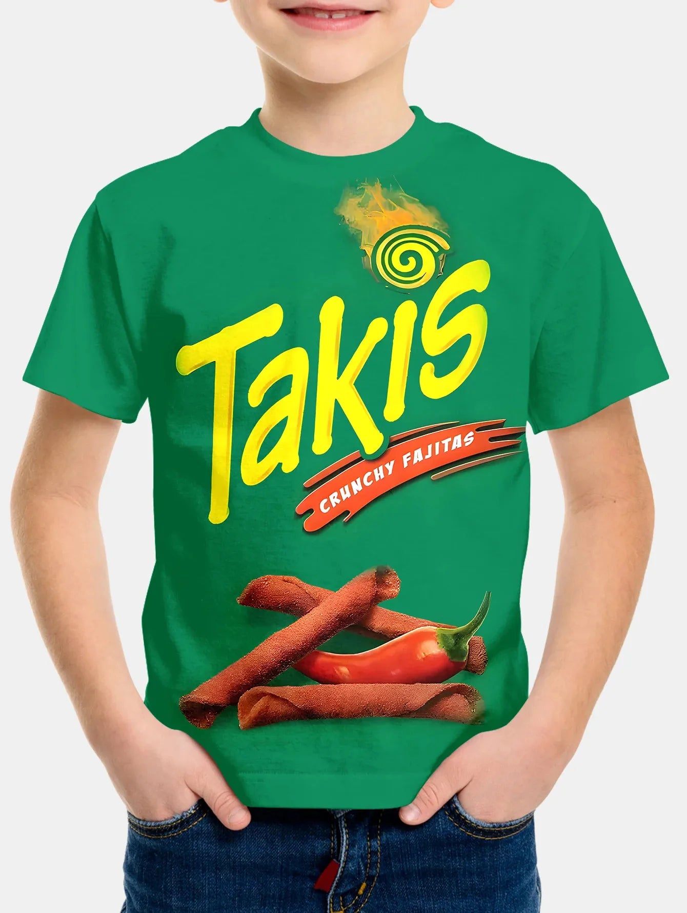 Creative Funny Chips 3d Printed Takis Customized Children Fashion T-Shirt Round Neck Short sleeve Boys Girls Kids Casual Tops