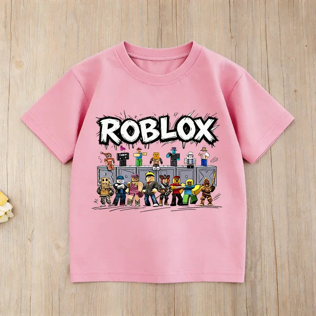 New Roblox Character Kids T-Shirt Boys Girls Short Sleeve Cotton Top Casual Game Fans Tee for Summer Daily Outfit Birthday Gift