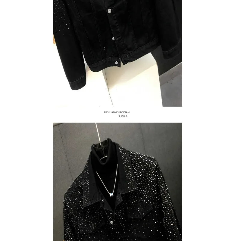Men's Clothing Spring and Autumn high quality Stars Hot Drilling Jacket Fashion All-match Handsome Loose Casual Jacket