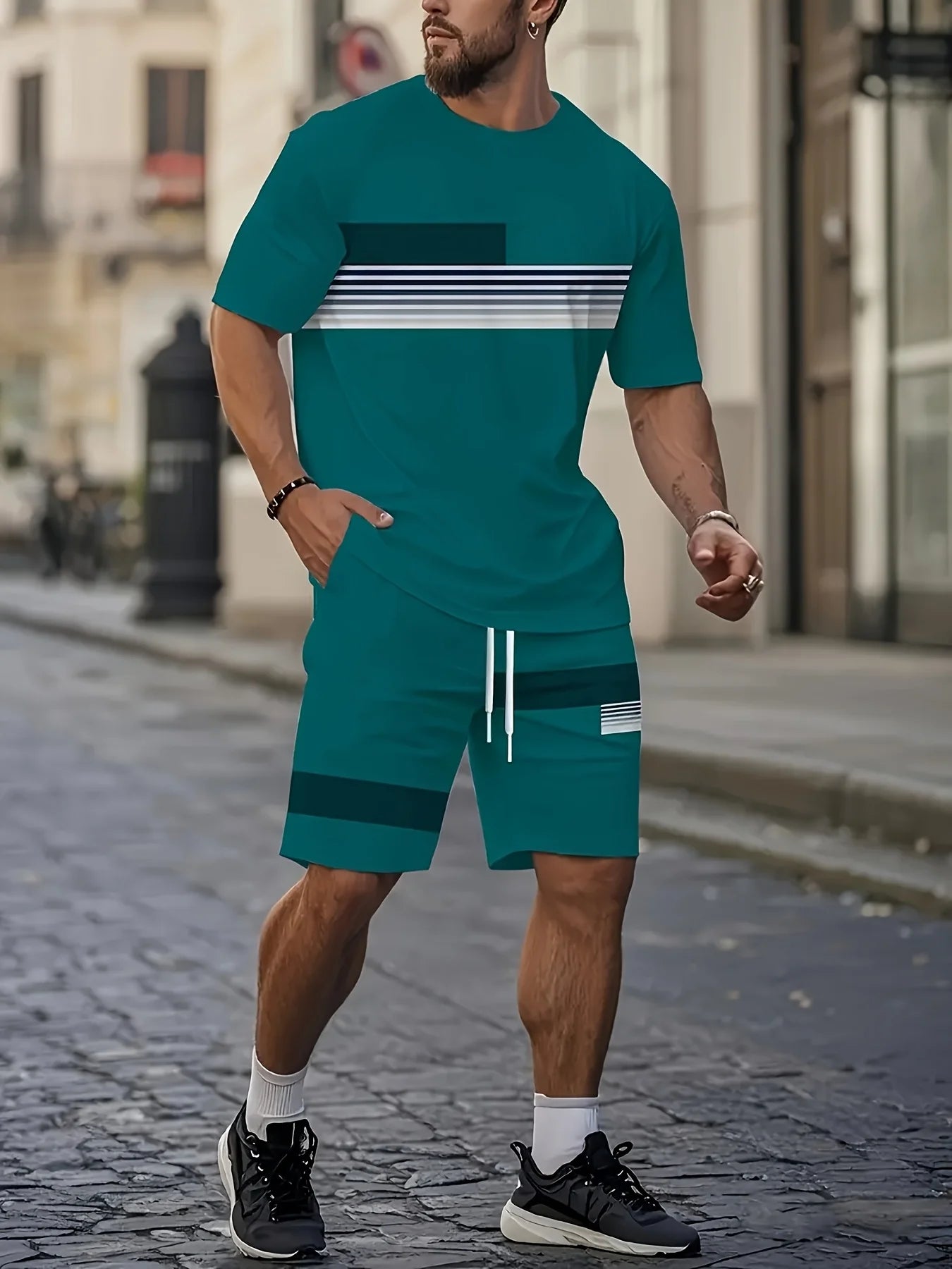 Summer Fashion Simple 3D Print T-Shirts Shorts Sets Men's Tracksuits Oversized Short Sleeve T Shirt Pants Set Suits Clothing