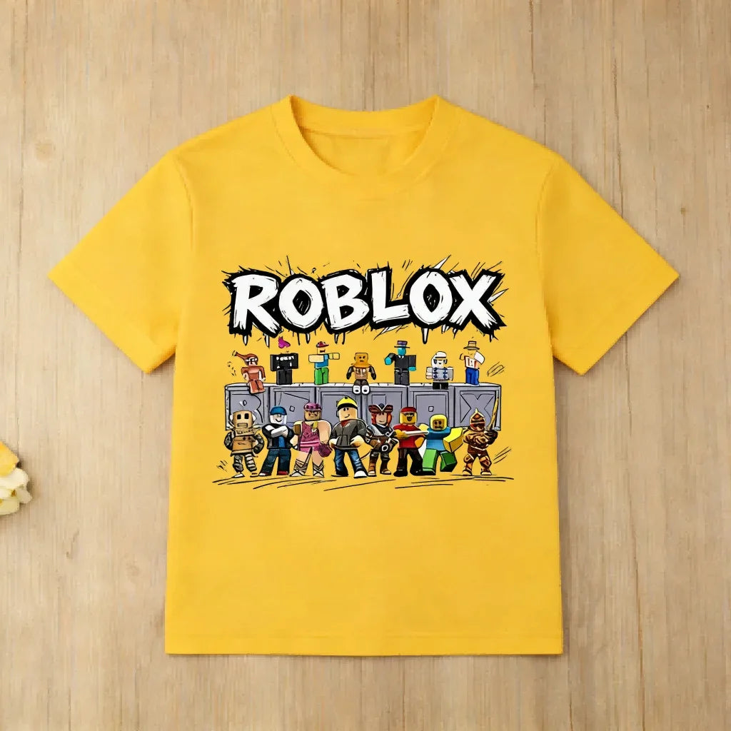 New Roblox Character Kids T-Shirt Boys Girls Short Sleeve Cotton Top Casual Game Fans Tee for Summer Daily Outfit Birthday Gift