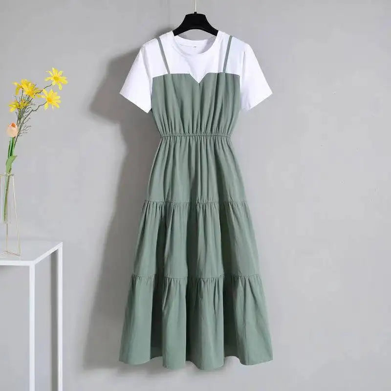 Fashion 10 12 14 16 Years Teenage Girls Dress Back To School Casual Style Large Sizes Suspenders One-piece Girl's Summer Dresses