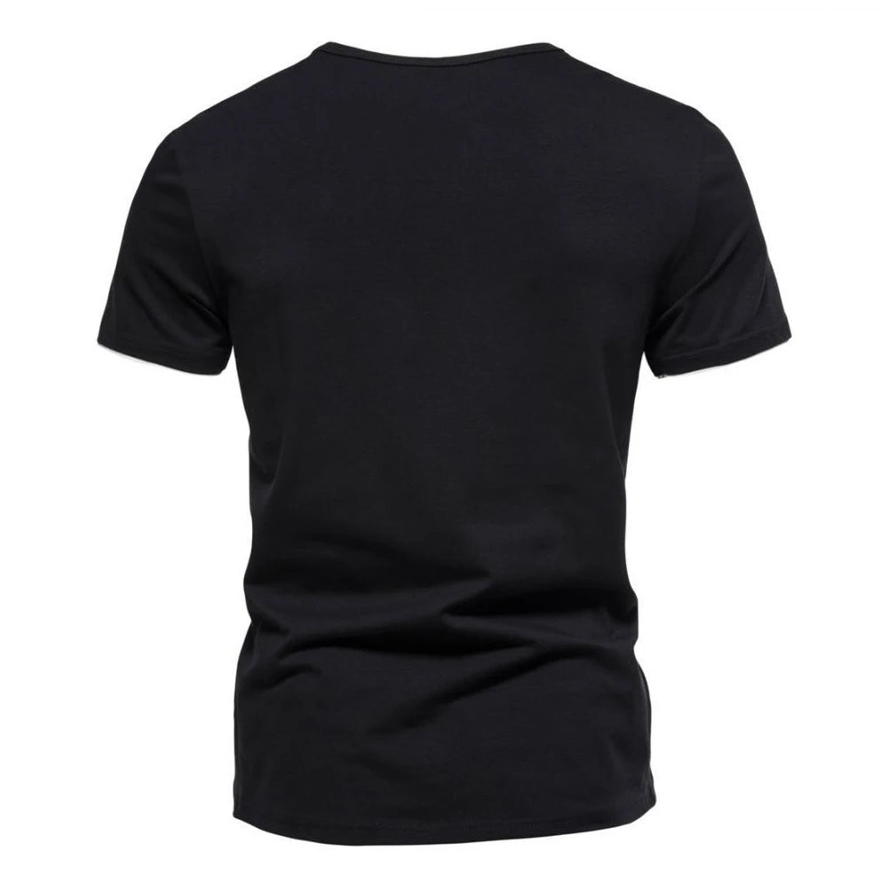 Men's T-shirts Summer Henley V-neck Short Sleeve Casual Solid Color Slim Fit T-shirt Breathable Basic Loose Fitness Sports Top
