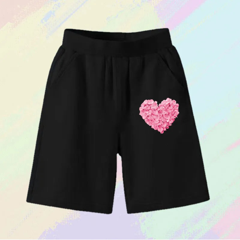 2025 Girls Summer Cat Ear Print Shorts Kids Elastic Waist Beach Short with Pocket Sports Short Pants Kids Cute Clothes 3-14y