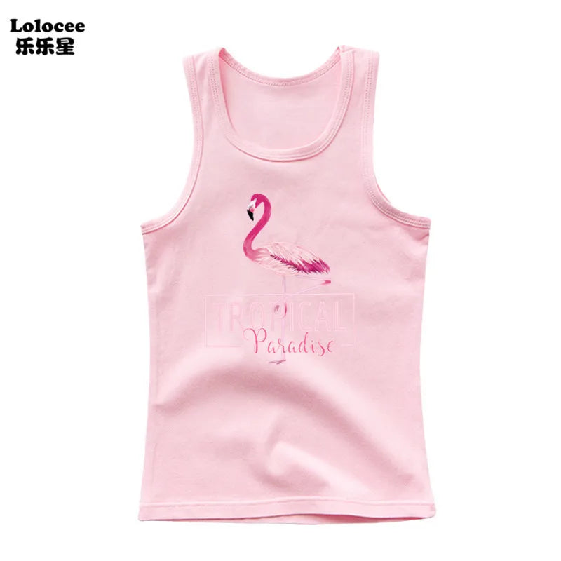 Girls Sleeveless Vest 2025 Summer New Sports Undershirt Cute Owl Print Cotton Tank Top for Kids 3-14 Years