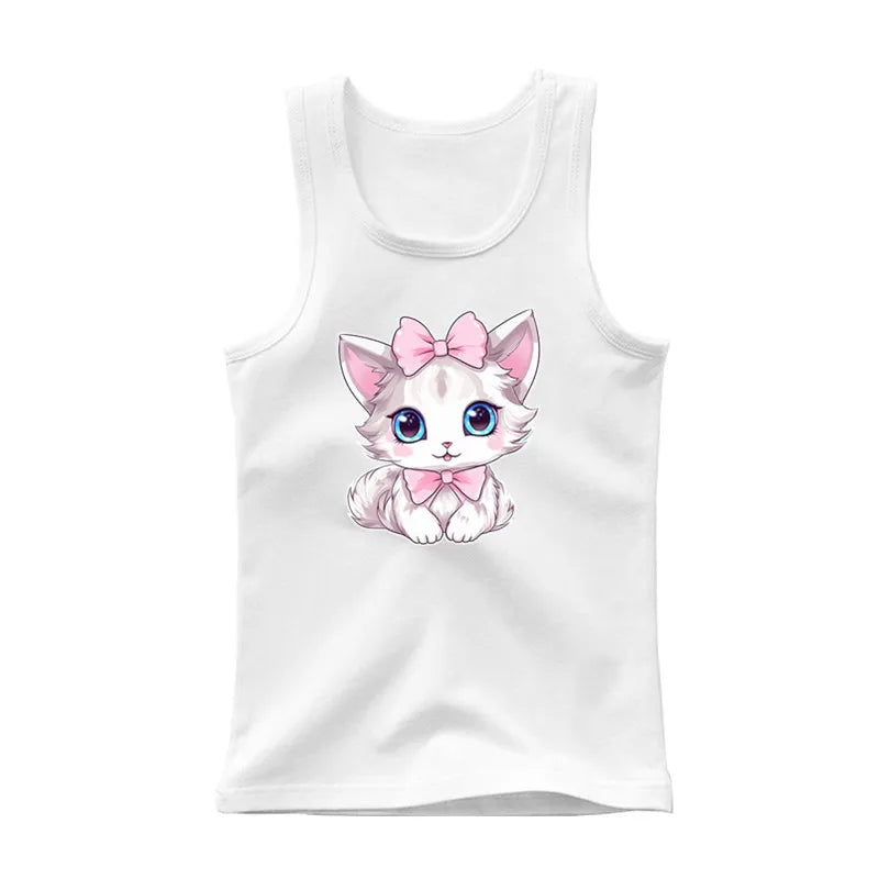 Girls Sleeveless Vest 2025 Summer New Sports Undershirt Cute Owl Print Cotton Tank Top for Kids 3-14 Years