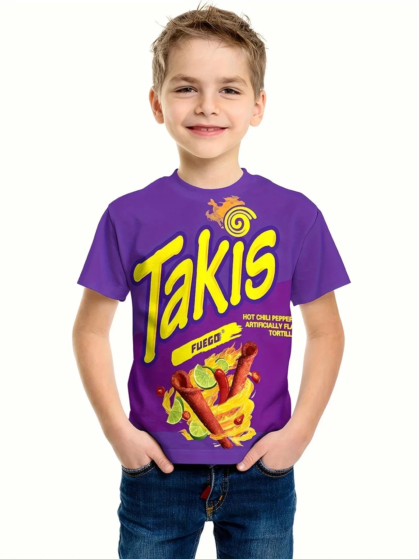 Creative Funny Chips 3d Printed Takis Customized Children Fashion T-Shirt Round Neck Short sleeve Boys Girls Kids Casual Tops