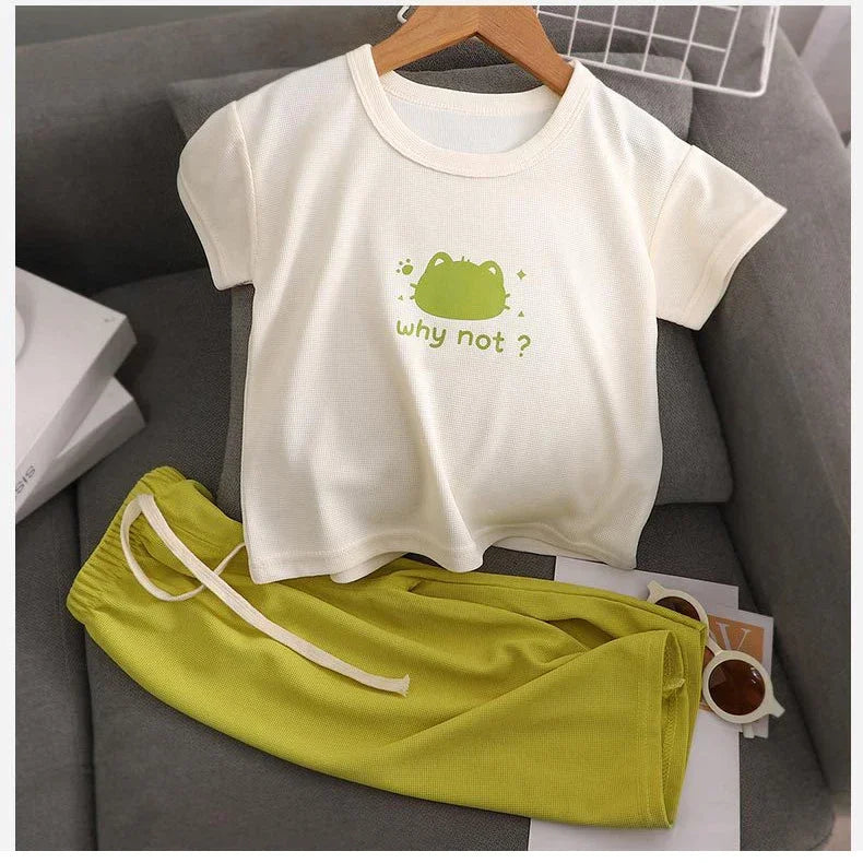 Summer Children's Clothing Sets 2025 Sports School Outfits for Baby Girl Boy 2-Piece Suit T-shirts + Pants Kids 1-8 Years Old