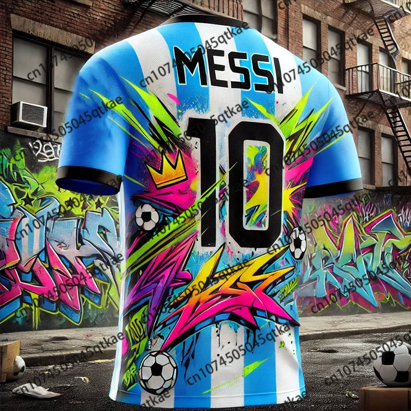2026 Special Edition Graffiti Messi No.10 Football Jersey Training Uniform Breathable Oversize Unisex Sport Tshirt Kids/Adult
