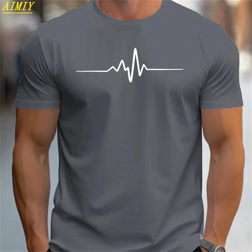 Summer Men's T-shirt Top Casual Loose Fit Oversized T-shirt PARI Letter Pattern Printed Round Neck Short Sleeved Homme Vêtement