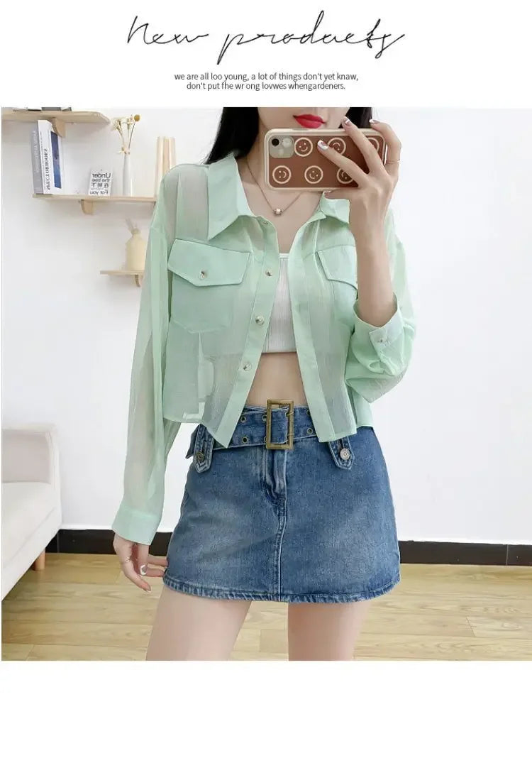 Summer Loose Chiffon Sunscreen Clothes for Women in Summer 2025 New Thin Casual Versatile Long-sleeved Cardigan Short Jacket