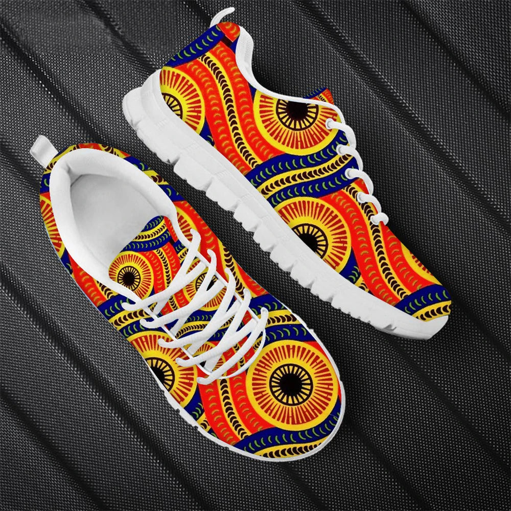 Fashion African Tribal Pattern Lady Flat Jogging Running Shoes Lightweight Walk Footwear Women Casual Shoes Mesh Ladies Sneakers