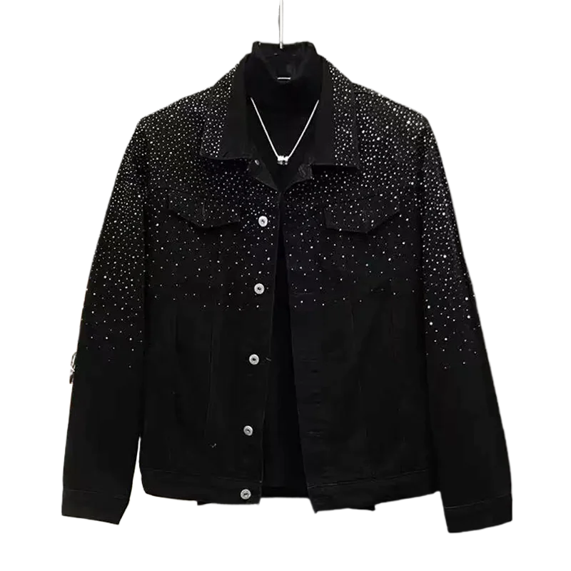 Men's Clothing Spring and Autumn high quality Stars Hot Drilling Jacket Fashion All-match Handsome Loose Casual Jacket