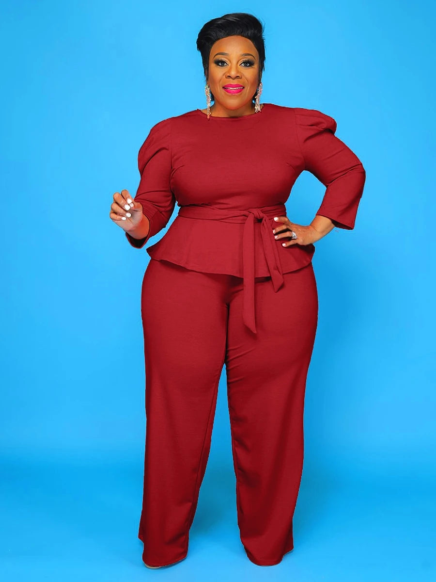 Wmstar Plus Size Sets Two Piece Set Women Fashion Solid Round Collar Half Sleeves Office Ladies Outfits Wholesale Dropshipping