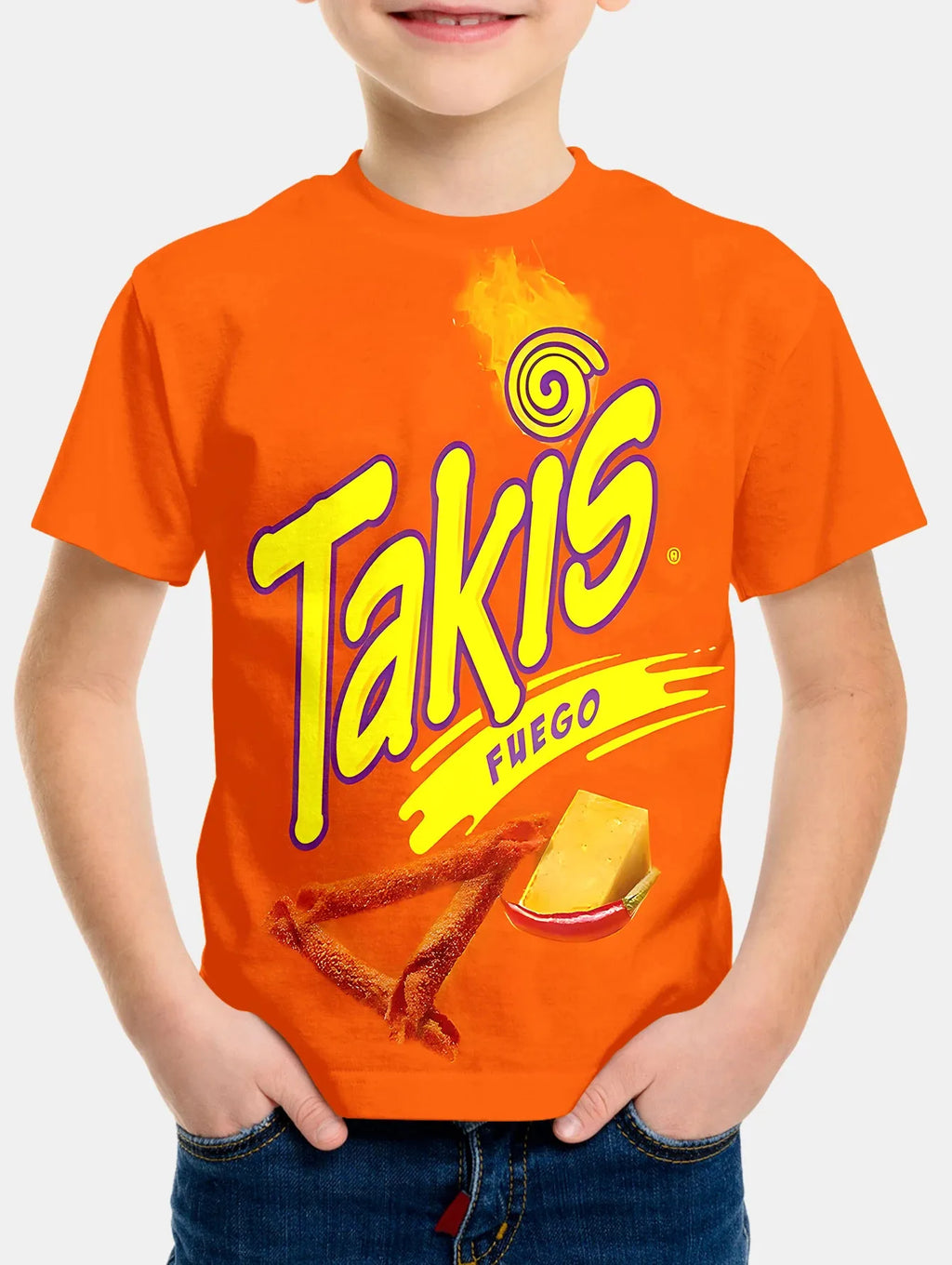 Creative Funny Chips 3d Printed Takis Customized Children Fashion T-Shirt Round Neck Short sleeve Boys Girls Kids Casual Tops