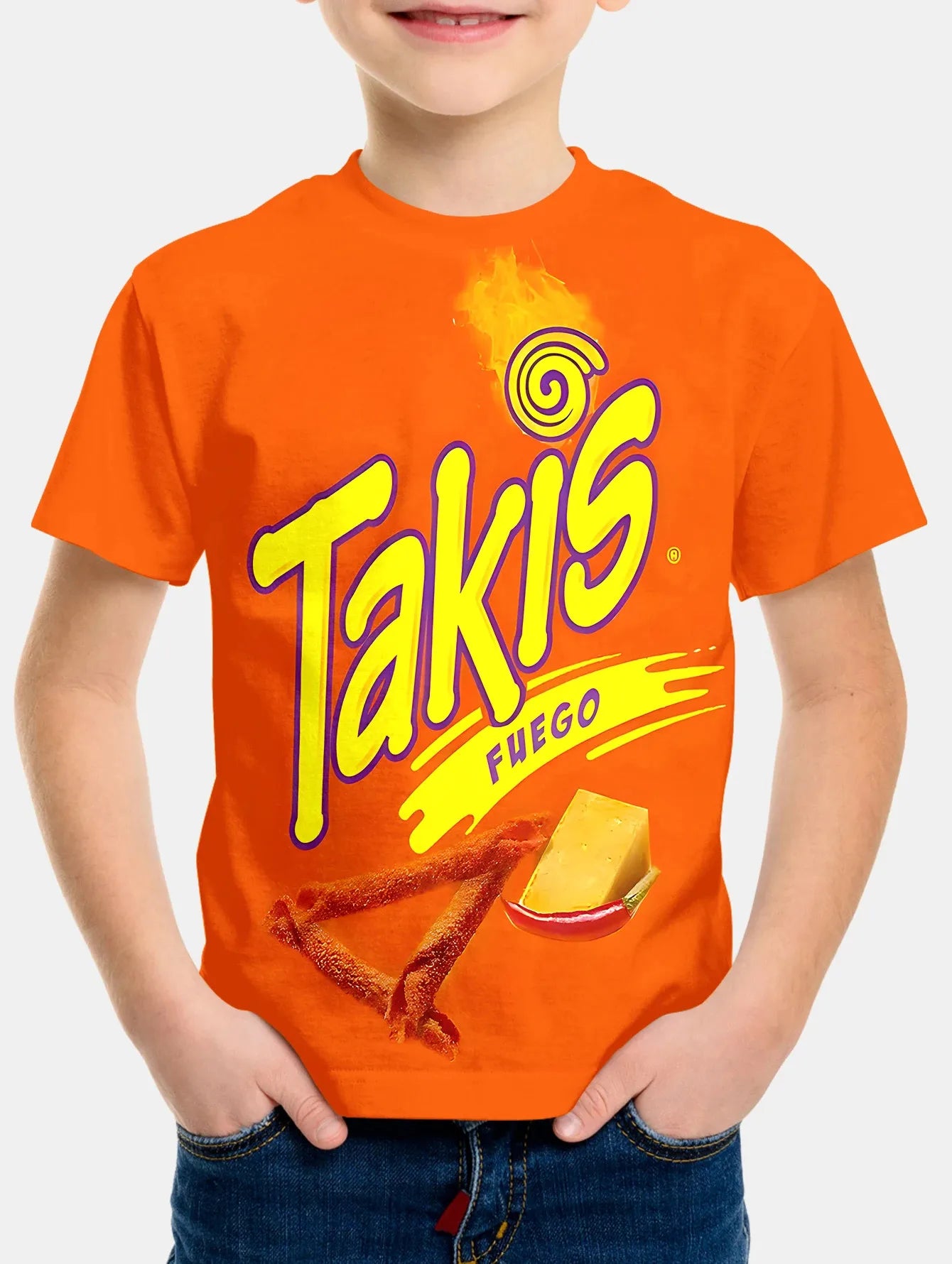 Creative Funny Chips 3d Printed Takis Customized Children Fashion T-Shirt Round Neck Short sleeve Boys Girls Kids Casual Tops