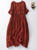 Summer New Dresses for Women LOOSE Embroidery Vintage Dress Streetwear Long Dresses Women Clothing Robe O-Neck White Dress