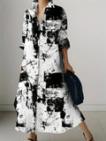 2024 Delicate Texture Ladies Autumn Long Cufflink Shirtdress Elegant Ladies Party Mid-length Dress New Women's Casual Home Wear