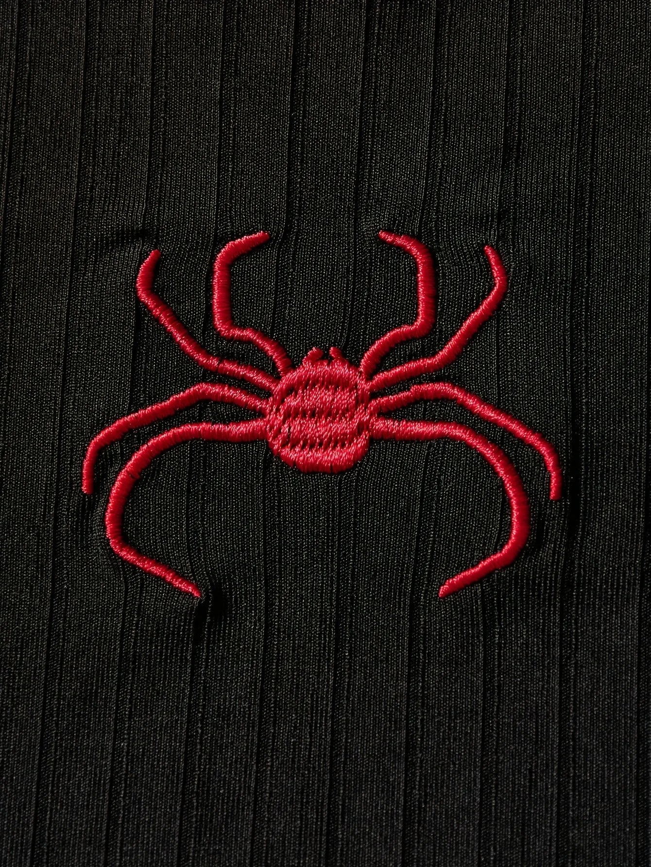 2-Pack Girls Spider Embroidered Ribbed Crop Cami Tops Casual Y2K Streetwear