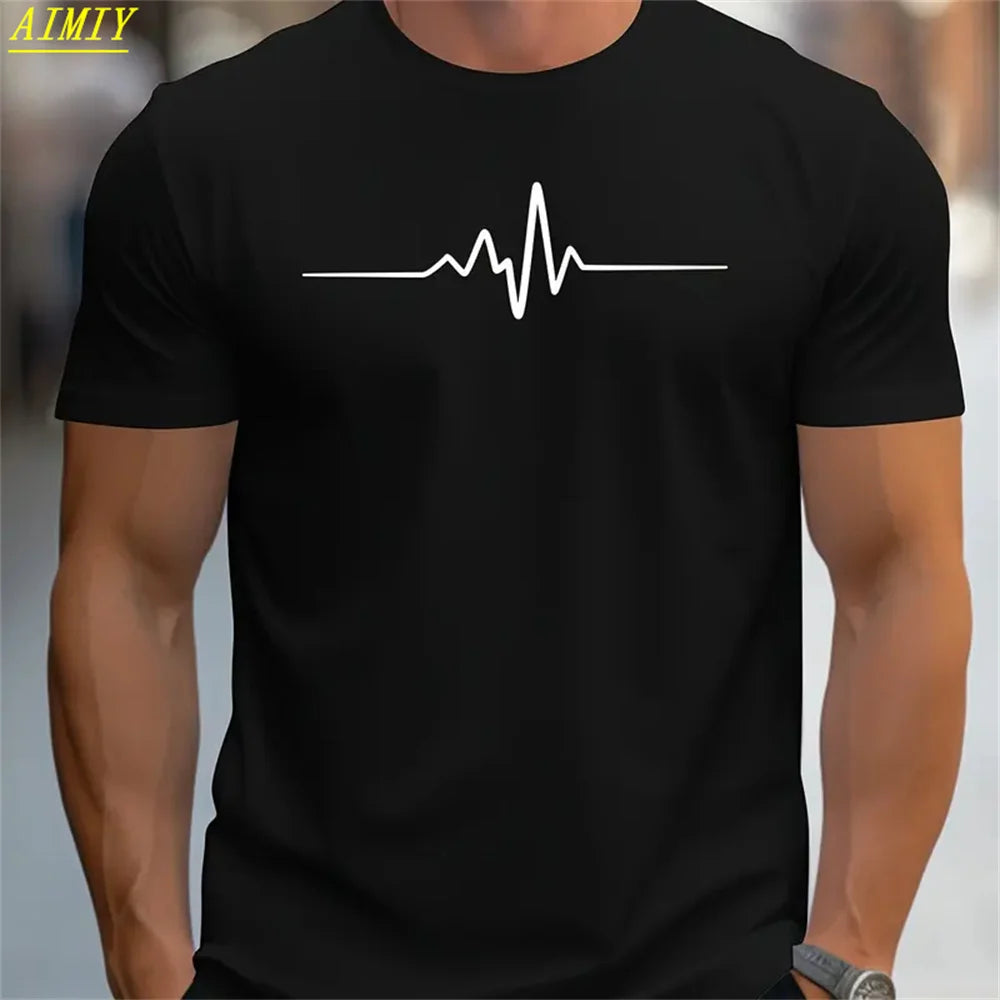 Summer Men's T-shirt Top Casual Loose Fit Oversized T-shirt PARI Letter Pattern Printed Round Neck Short Sleeved Homme Vêtement