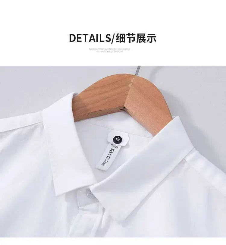 Men Clothing Summer Vintage Simple Appliques Lapel Button Down Shirt Trendy Casual Short Sleeve Slim Comfortable All Match Tops
