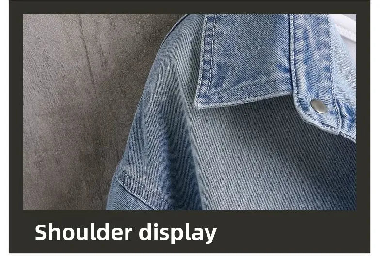 Summer 2025 Men Clothing Denim Short Sleeve Shirt Men's Retro Thin Light Blue Casual Top Student Half Sleeve Shirt with Pocket