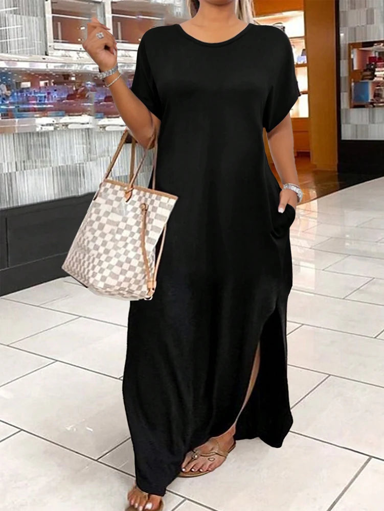 Plus Size Talla Grande Summer Long Dresses 2025 Casual Beach Maxi Loose Women's Dresses Comfortable Evening Gowns