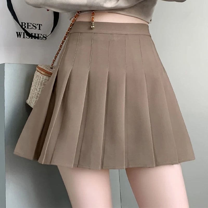 Pleated Tennis Skirt Pink High Waist Box Pleat Mini Skirt Women Miniskirt Teen-Girl Spring Summer Schoolgirl Preppy Outfit