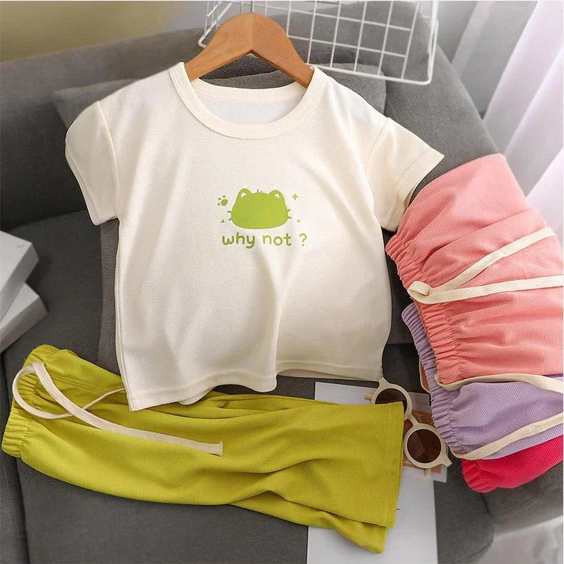 Summer Children's Clothing Sets 2025 Sports School Outfits for Baby Girl Boy 2-Piece Suit T-shirts + Pants Kids 1-8 Years Old