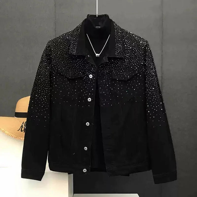 Men's Clothing Spring and Autumn high quality Stars Hot Drilling Jacket Fashion All-match Handsome Loose Casual Jacket