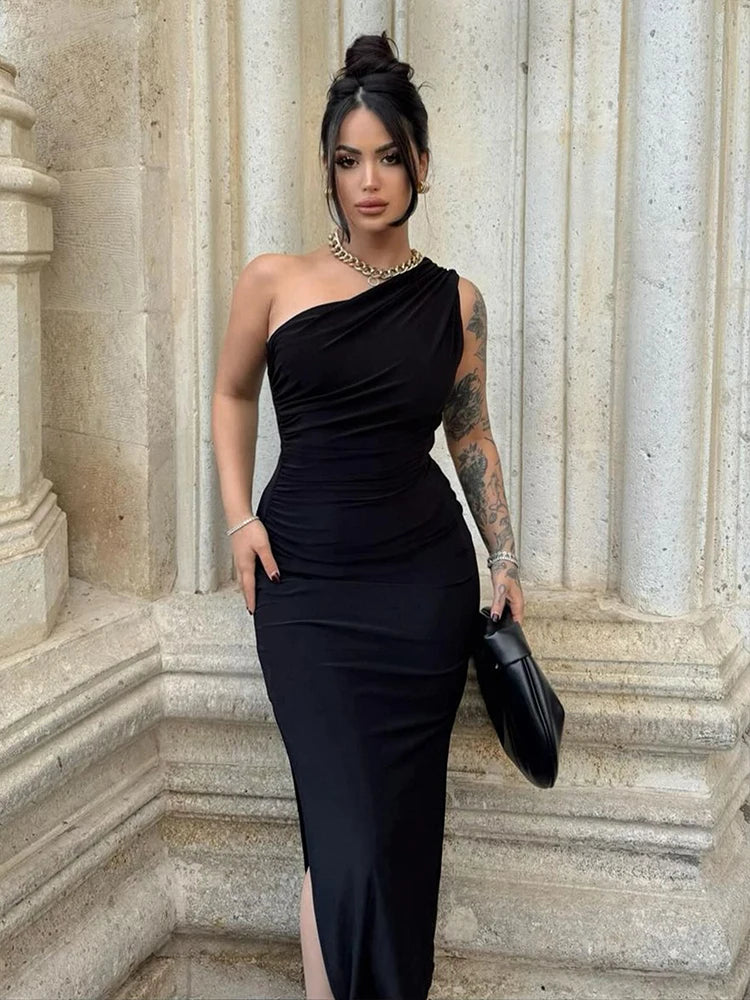 Summer Women' Maxi Dresses Sexy Split Fashion Sleeveless Backless Slim Dress Female Casual Streetwear Club Elegant Party Dresses