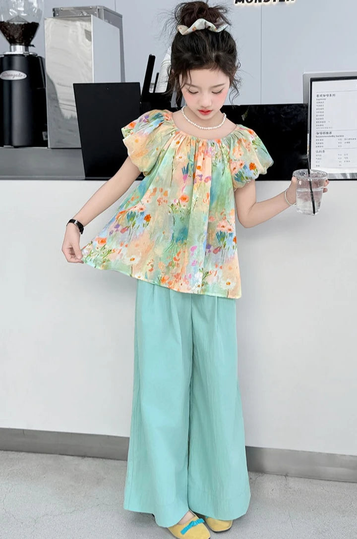 Child House Clothing Junior Top and Bottom Set Girls' Summer Clothes Children Teenage Girl Outfit 10 12 Years Old T-shirts Kids