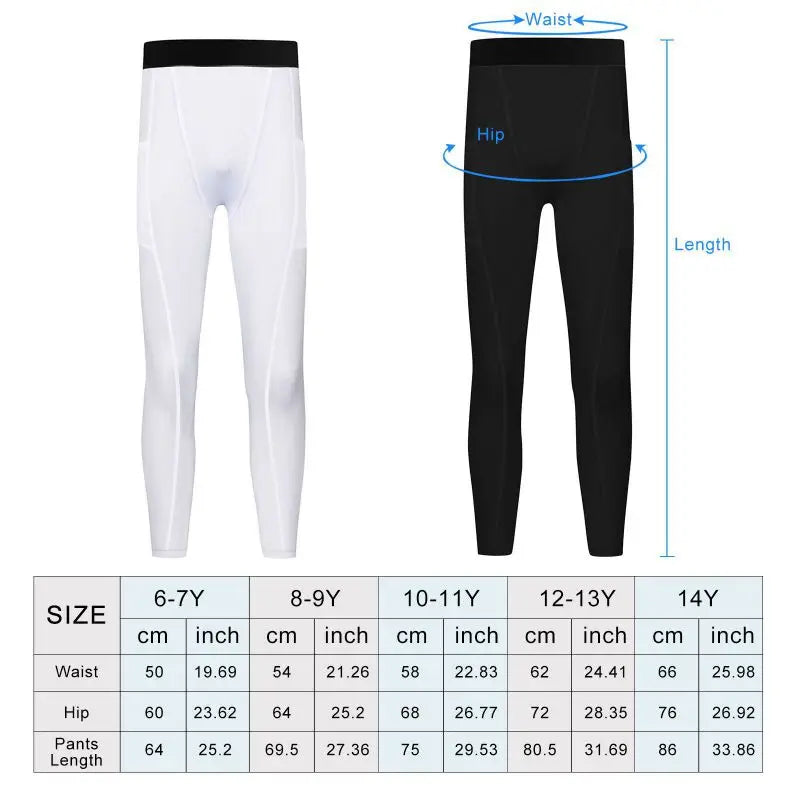 Teens Boys Sports Compression Leggings Children Exercise Compression Pants Base Layer Fitness Basketball Football Tight Pants