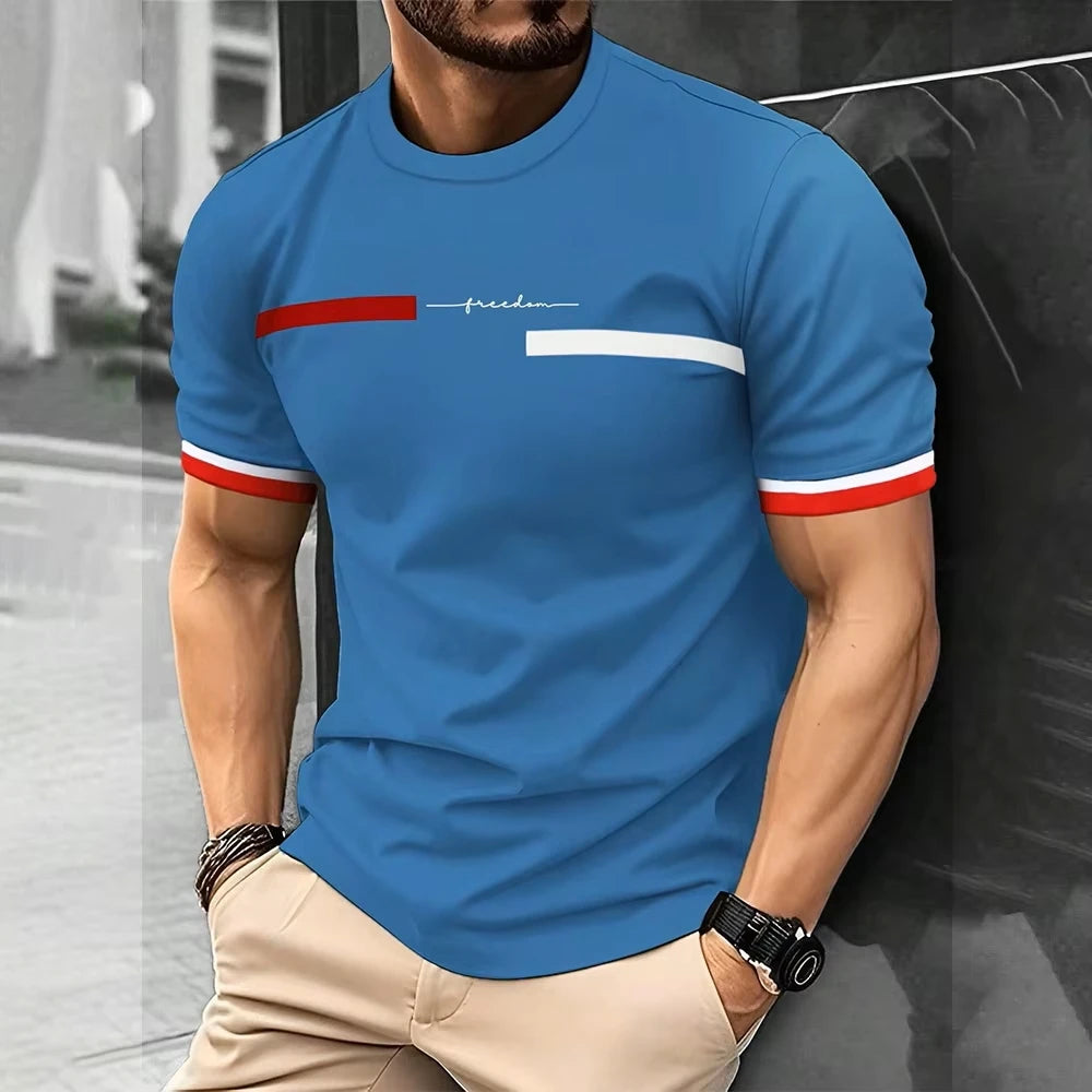 Summer Men's T-shirt Top Casual Loose Fit Oversized T-shirt PARI Letter Pattern Printed Round Neck Short Sleeved Homme Vêtement