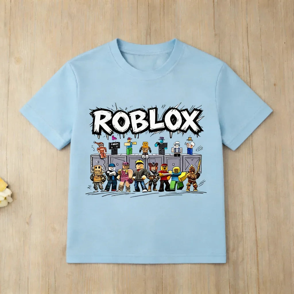 New Roblox Character Kids T-Shirt Boys Girls Short Sleeve Cotton Top Casual Game Fans Tee for Summer Daily Outfit Birthday Gift