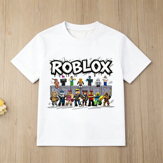 New Roblox Character Kids T-Shirt Boys Girls Short Sleeve Cotton Top Casual Game Fans Tee for Summer Daily Outfit Birthday Gift