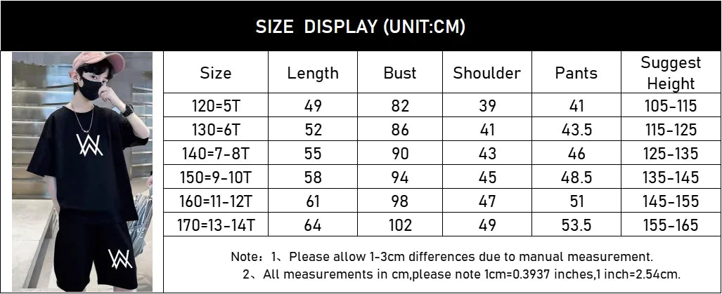 Summer Teenager Boys Clothing Set Cotton Letter Short Sleeve T-shirt Shorts 2Pc For 4-14Years Kids Fashion Outfits Children Suit