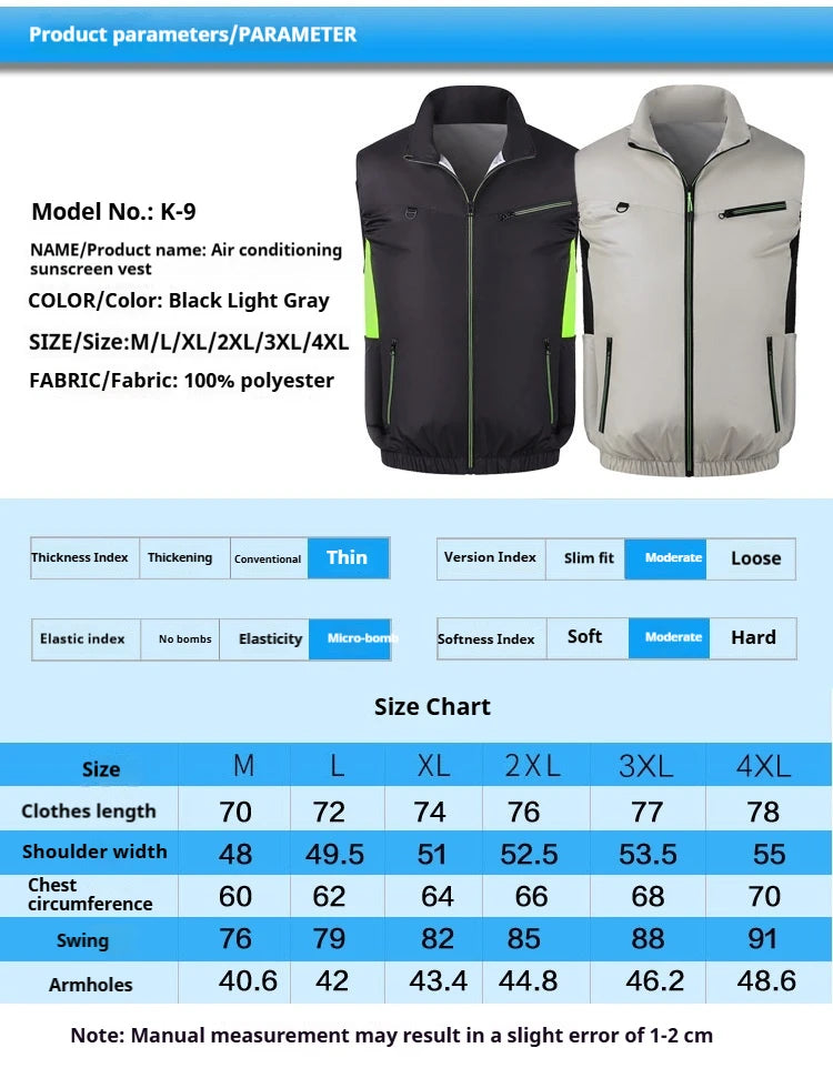 Summer Popular Intelligent Cooling Air Conditioning Clothing Outdoor Breathable Quick Drying Leisure Work Vest