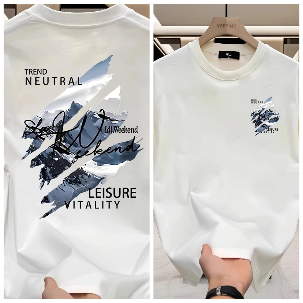 Summer Casual Street Breathable Men's Short-sleeved T-shirt for Outdoor Outings Trendy Printed Men's Clothing
