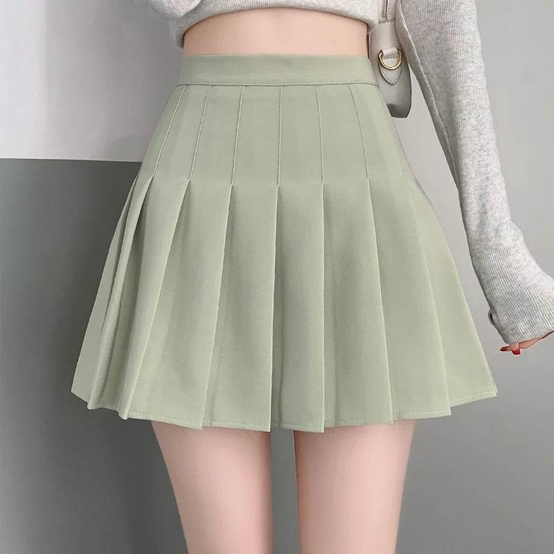 Pleated Tennis Skirt Pink High Waist Box Pleat Mini Skirt Women Miniskirt Teen-Girl Spring Summer Schoolgirl Preppy Outfit