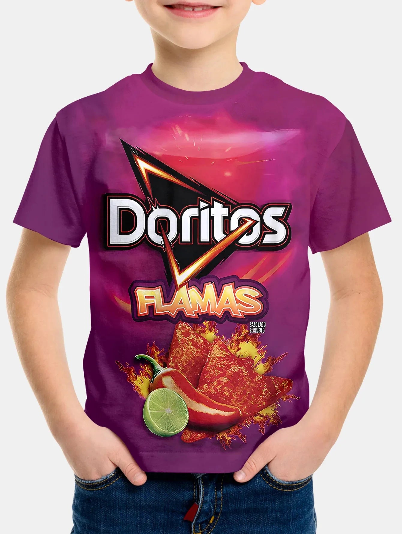 Creative Funny Chips 3d Printed Takis Customized Children Fashion T-Shirt Round Neck Short sleeve Boys Girls Kids Casual Tops