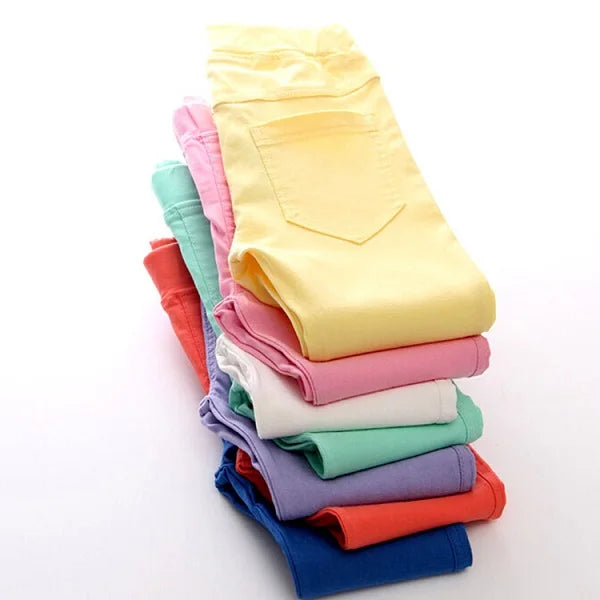 3-12-year-old girls pencil pants elastic baby Leggings 2024 new slim fit children's Leggings solid color imitation jeans