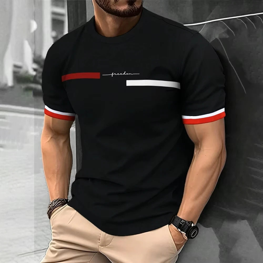 Summer Men's T-shirt Top Casual Loose Fit Oversized T-shirt PARI Letter Pattern Printed Round Neck Short Sleeved Homme Vêtement