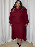 4x Plus Size Women Clothing Sets Autumn Long Cardigan Dress Suit Chic and Elegant Knitted Dress Suit Wholesale Dropshipping