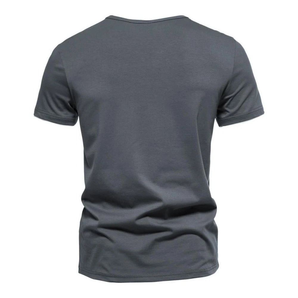 Men's T-shirts Summer Henley V-neck Short Sleeve Casual Solid Color Slim Fit T-shirt Breathable Basic Loose Fitness Sports Top