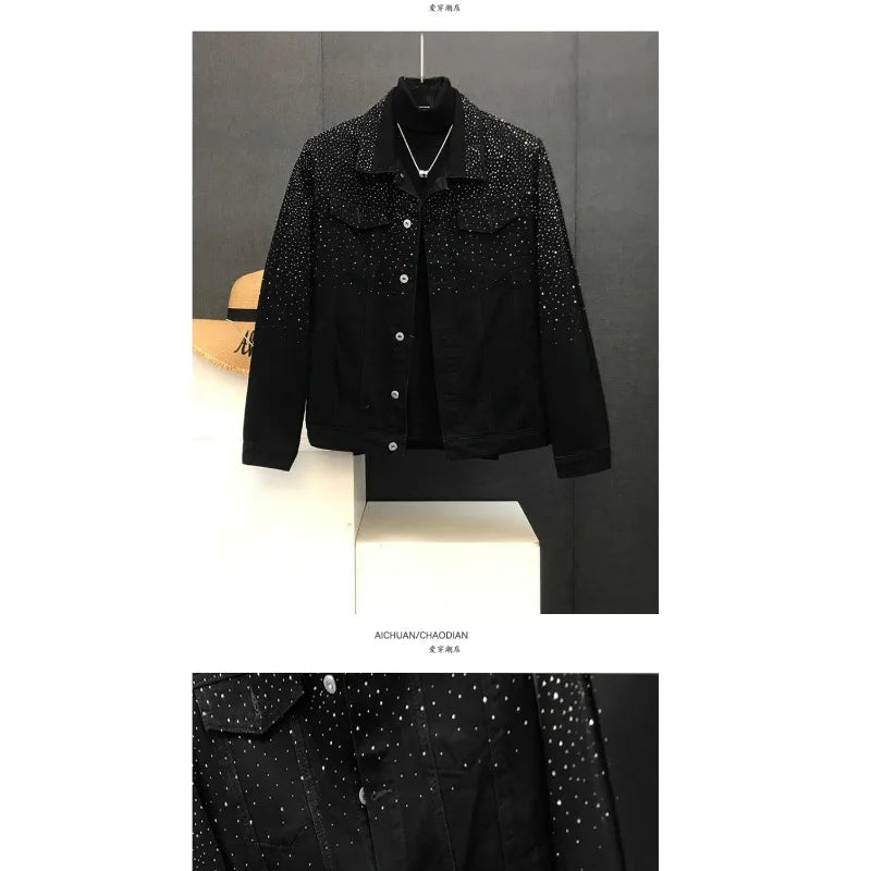 Men's Clothing Spring and Autumn high quality Stars Hot Drilling Jacket Fashion All-match Handsome Loose Casual Jacket
